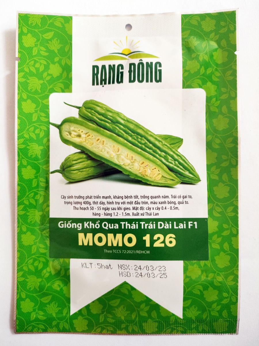 Hạt giống Khổ qua Thái trái dài lai F1 Rạng Đông Momo 126